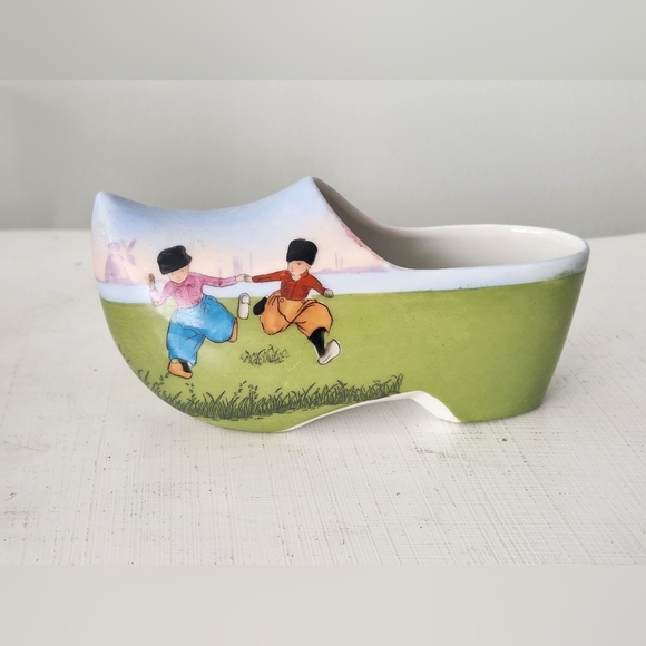 Unknown Other - Vintage Porcelain Dutch Clog Shoe Planter Hand Painted Netherlands